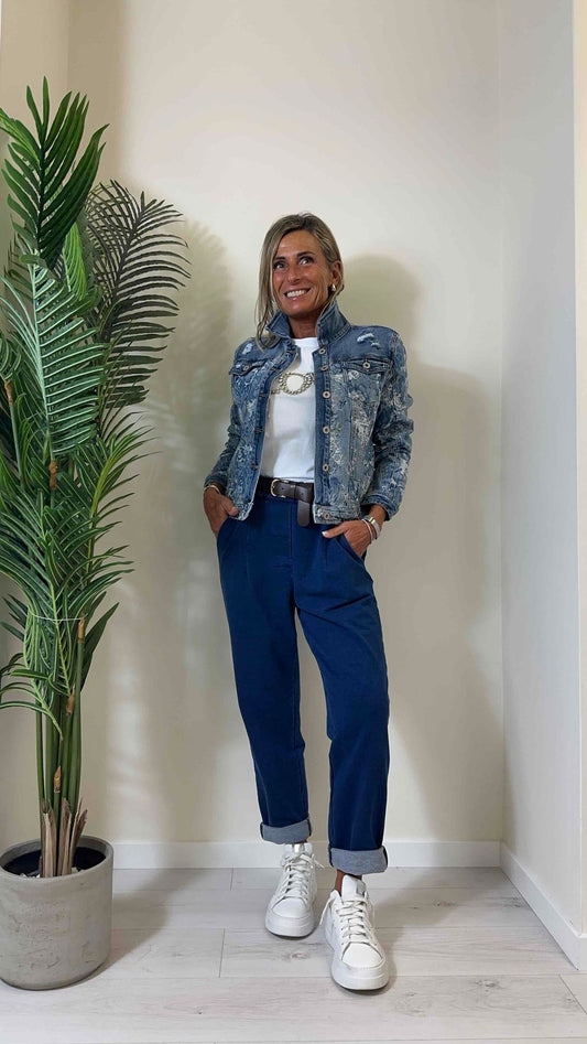 DAFNE - H8193P32 - GIUBBINO DENIM GRAFFIATO