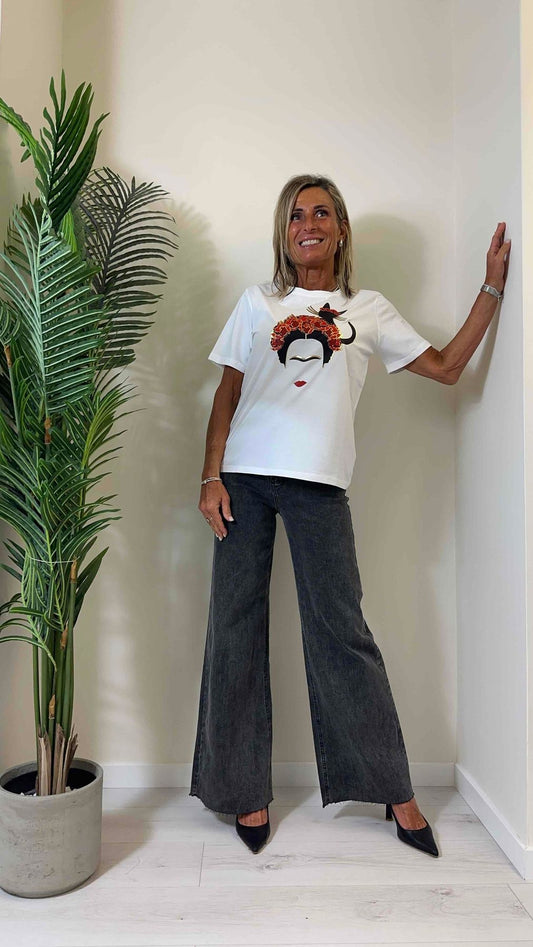 DAFNE - MA2024FRIGATP13 - T-SHIRT COTONE STAMPA FRIDA GATTO