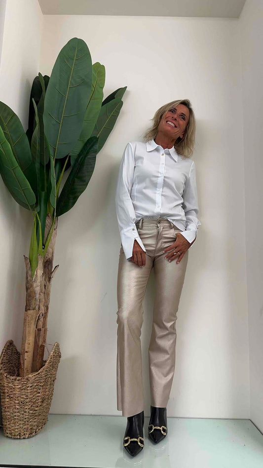 IMPERIAL - CLM9GDK - CAMICIA COTONE SFIANCATA BOTTONE PERLA ORO