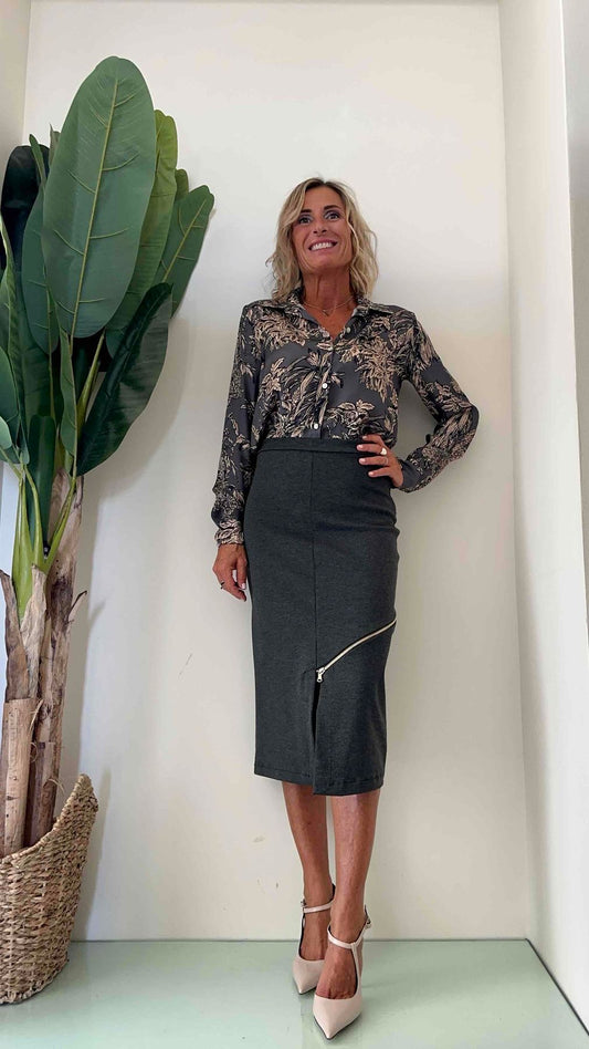 DAFNE - 23960P24 - GONNA LONGUETTE TUBINO CON ZIP ASIMMETRICA