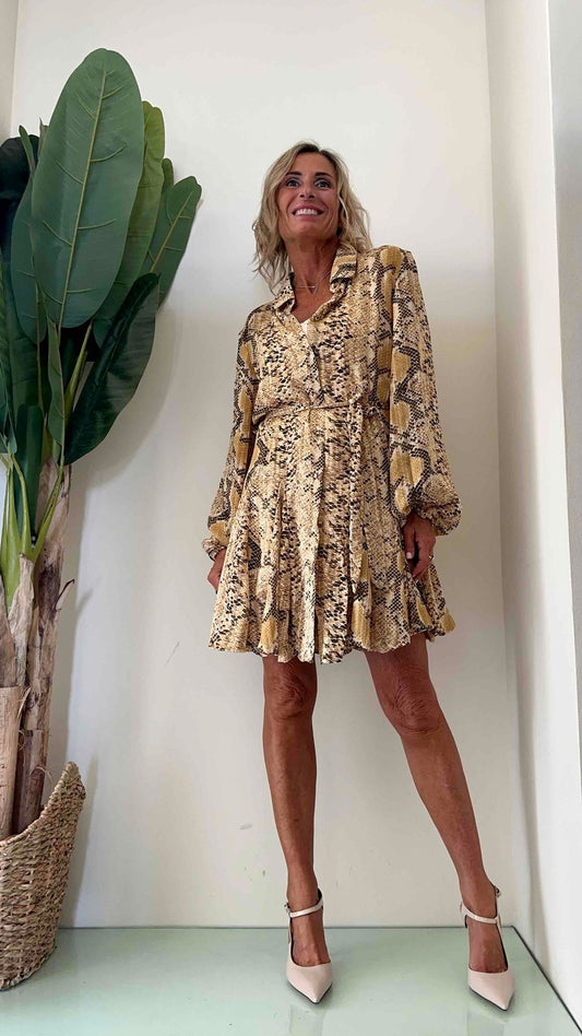 DAFNE - CHJ6815P33 - ABITO VISCOSA STAMPA SNAKE CON FILO ORO