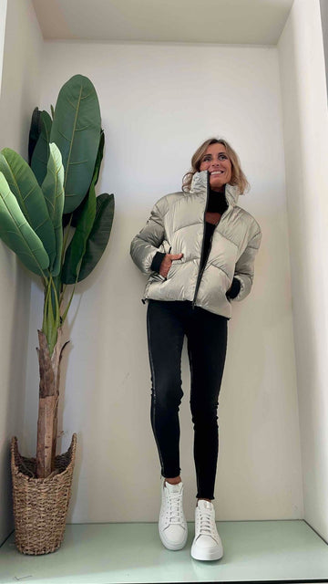 PLEASE - I64048957D - PIUMINO METAL ZIP A CONTRASTO