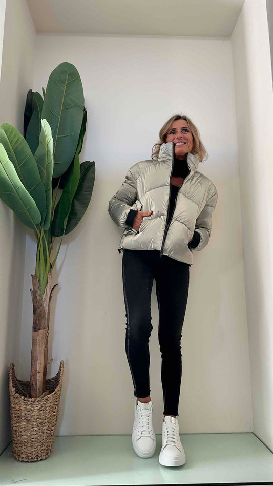 PLEASE - I64048957D - PIUMINO METAL ZIP A CONTRASTO