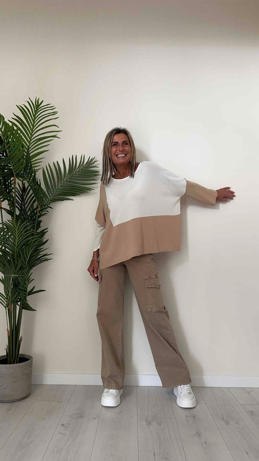 DAFNE - 6137P26 - MAGLIA VISCOSA, BICOLOR, MANICA KIMONO