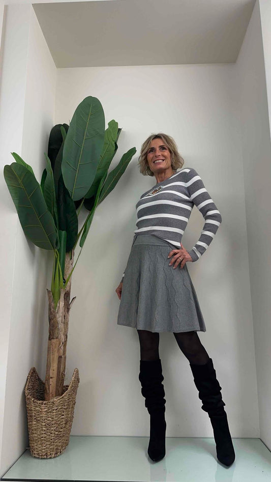 DAFNE - 01810P25 - MAGLIA VISCOSA COSTINE CUORE CRISTALLI