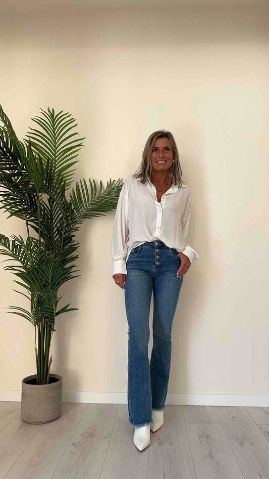 GIORGIA & JHONS - 60155SS24 - JEANS ZAMPETTA, BOTTONI A VISTA, ORLO SFRANGIATO