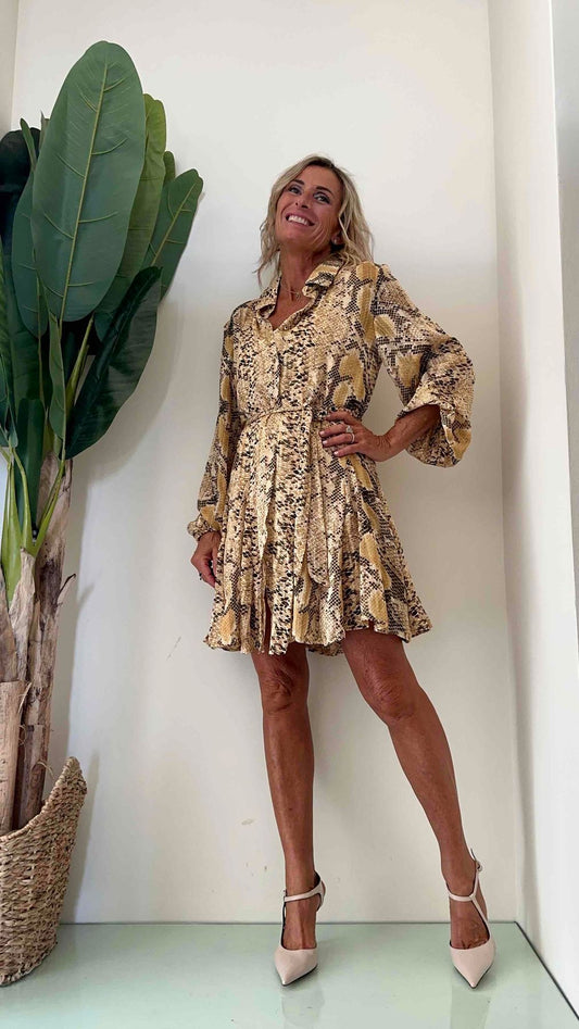 DAFNE - CHJ6815P33 - ABITO VISCOSA STAMPA SNAKE CON FILO ORO