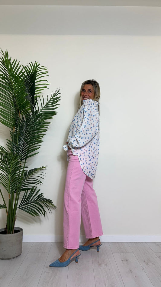 DAFNE - 5987POISP23 - CAMICIA FLUIDA POIS STONTADA, PIU' LUNGA DIETRO