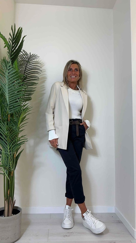 DAFNE - MG52179P26 - GIACCA COTONE CINZATO FLUIDO, 1 BOTTONE