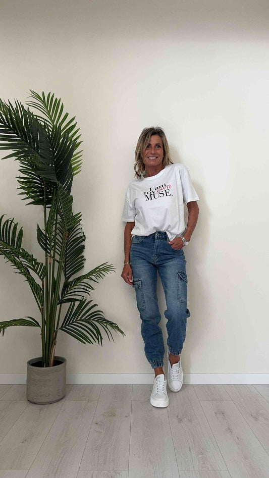 GIORGIA & JHONS - 60211SS24 - JEANS CARGO CON ORLO POLSINO ELASTICO