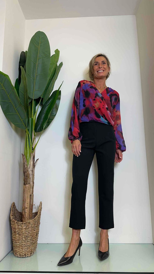 F3 - C666223 - BLUSA FANTASIA CROP SCOLLO INCROCIATO