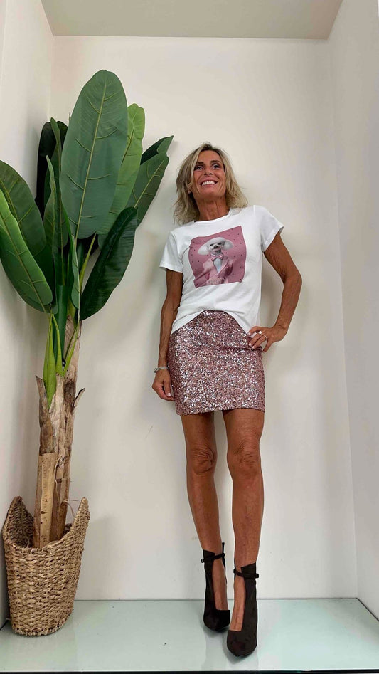 IMPERIAL - TS82GGTSTB - T-SHIRT STAMPA BARBONCINO CON BRILLANTINI