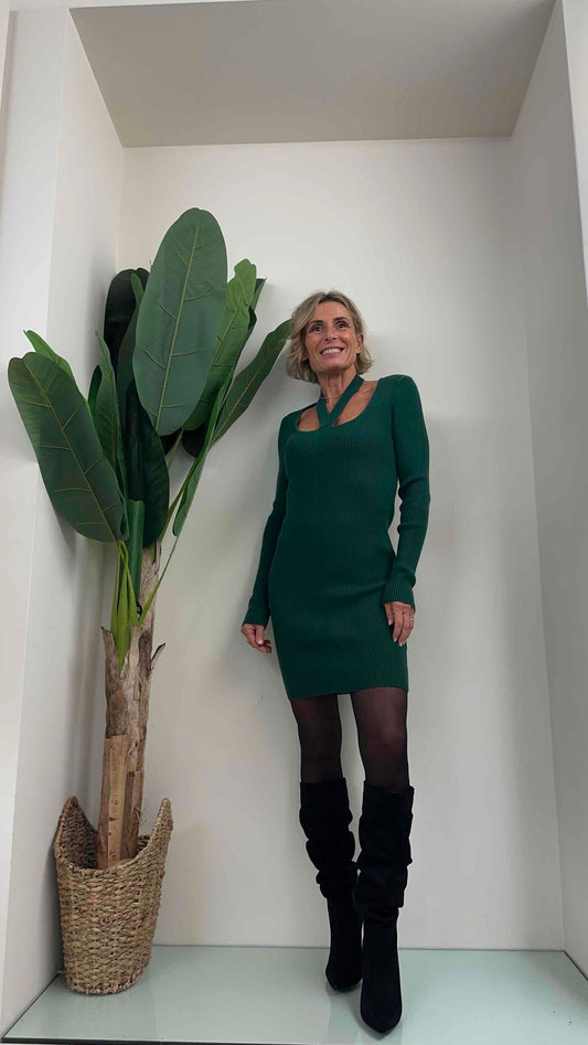 DAFNE - KL2367P27 - ABITO VISCOSA COSTINE SLIM FIT, LACCETTO COLLO