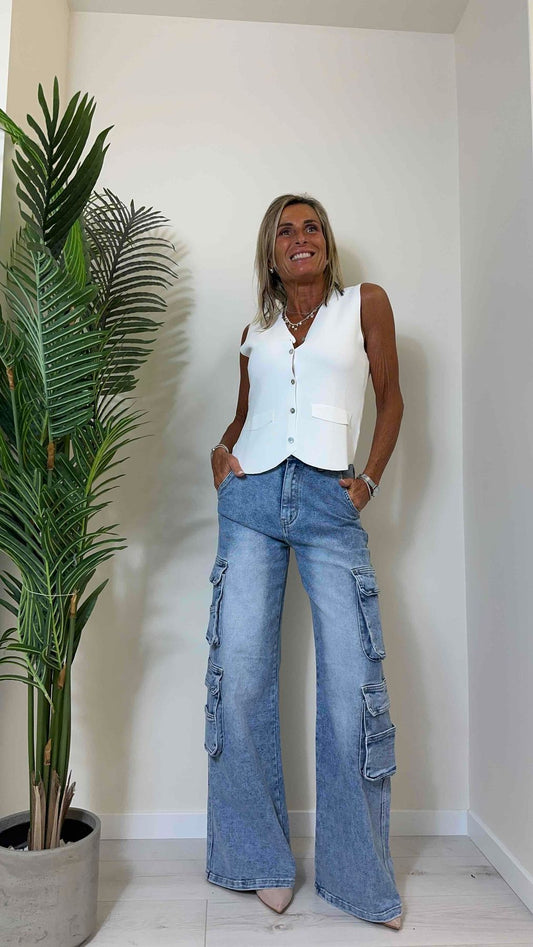 DAFNE - F31478P33 - JEANS CARGO COTONE/VISCOSA