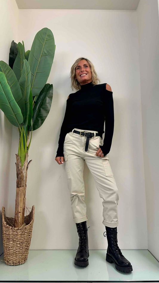 LALTERNATIVASTYLE - CLAUDIA - MAGLIA VISCOSA CUT OUT SPALLA