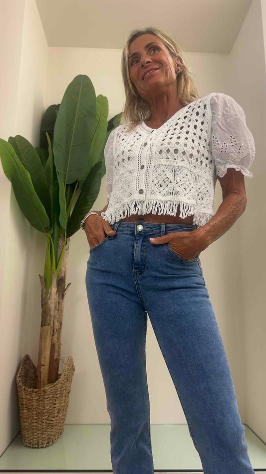 DAFNE - tt090p29 - cardigan crochet manica sangallo