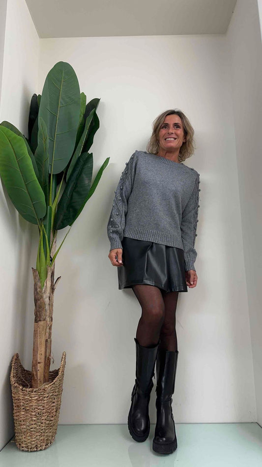 DAFNE - AL0613P26 - MAGLIA VISCOSA MANICA PON PON