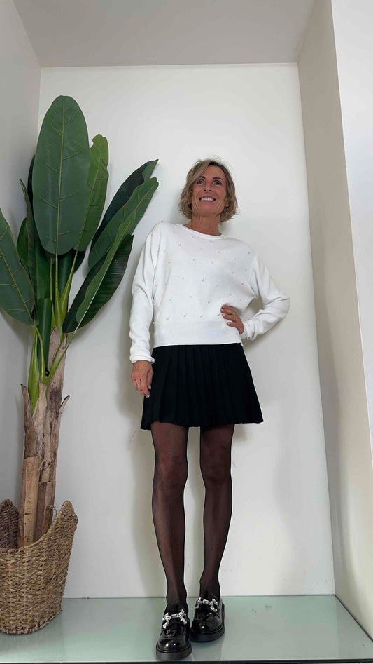 DAFNE - ZMI383P24 - MAGLIA VISCOSA PERLE INCASTONATE