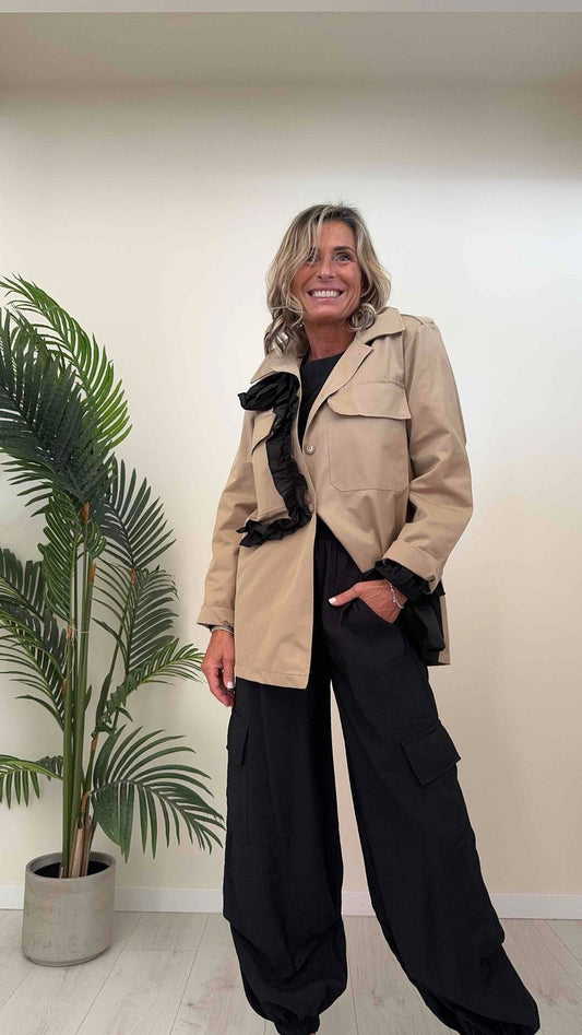 DAFNE - G0693P38 - SHACKET (GIACCA/CAMICIA) IN COTONE CON ROUCHES