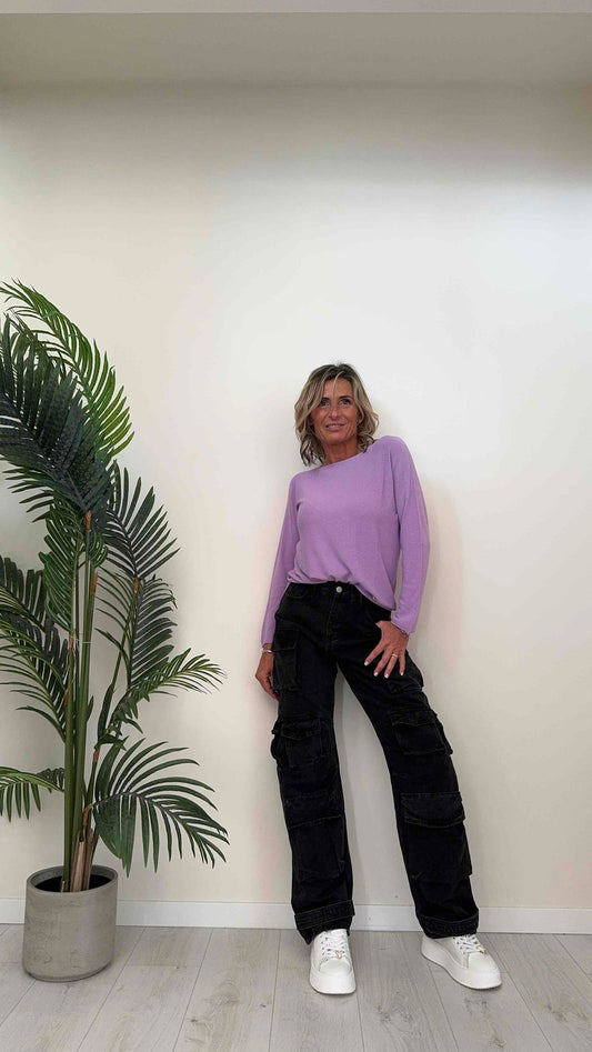 DAFNE - QXA04P33 - JEANS CARGO MULTITASCHE TELA FERMA