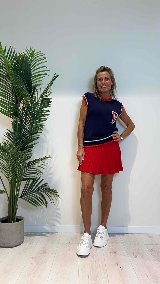 VICOLO - 77091B - PULL/GILET COLLEGE STYLE, 100%COTONE