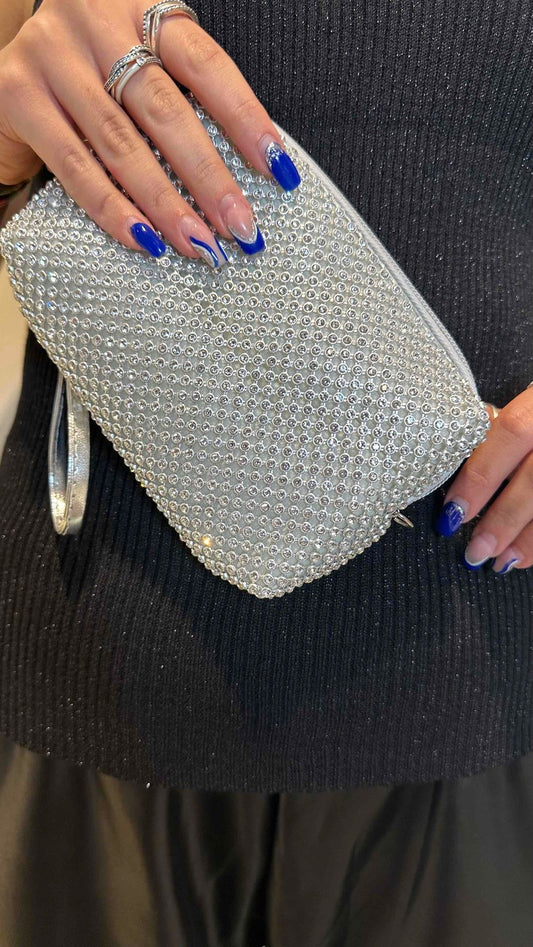 DAFNE - BUSCRIP10 - POCHETTE CRISTALLI CON TRACOLLA CATENA