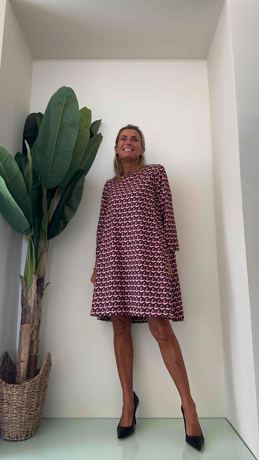 DAFNE - 21586P24 - ABITO SVASATO FANTASIA GEOMETRICA