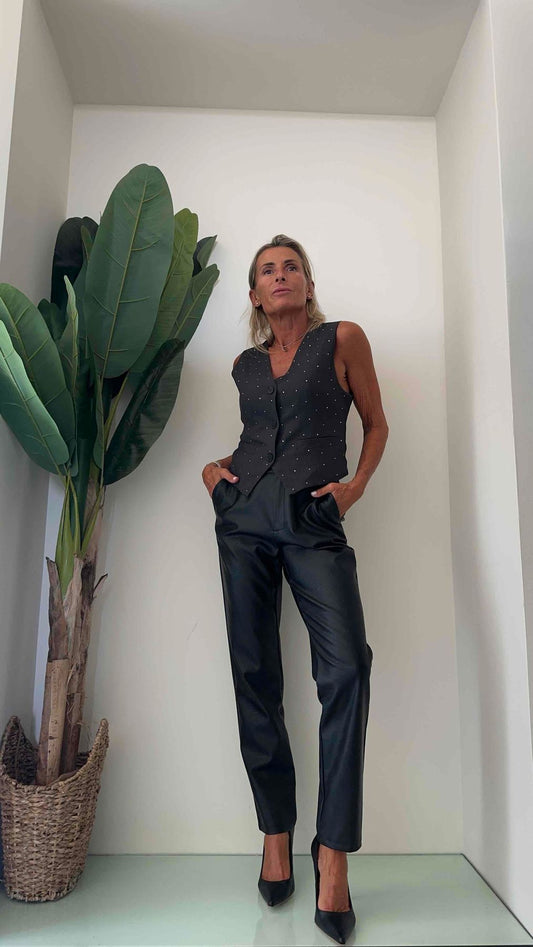 PLEASE - PESAHA4000 - PANTALONE CHINO SIMIL PELLE VISCOSA