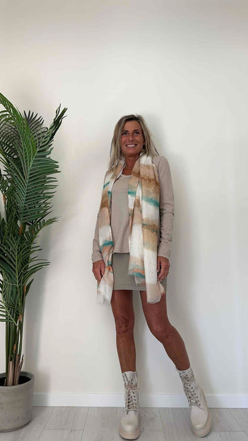 SUSYMIX - 867RE - STOLA 100% VISCOSA SFUMATA CON SCHIZZI ORO