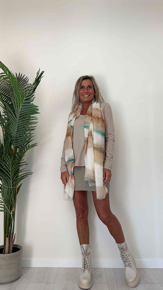 SUSYMIX - 867RE - STOLA 100% VISCOSA SFUMATA CON SCHIZZI ORO