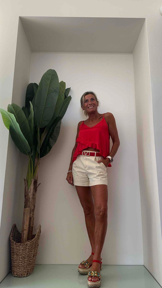 SUSYMIX - 23182BS - TOP VISCOSA SPALLINE CON BALZE