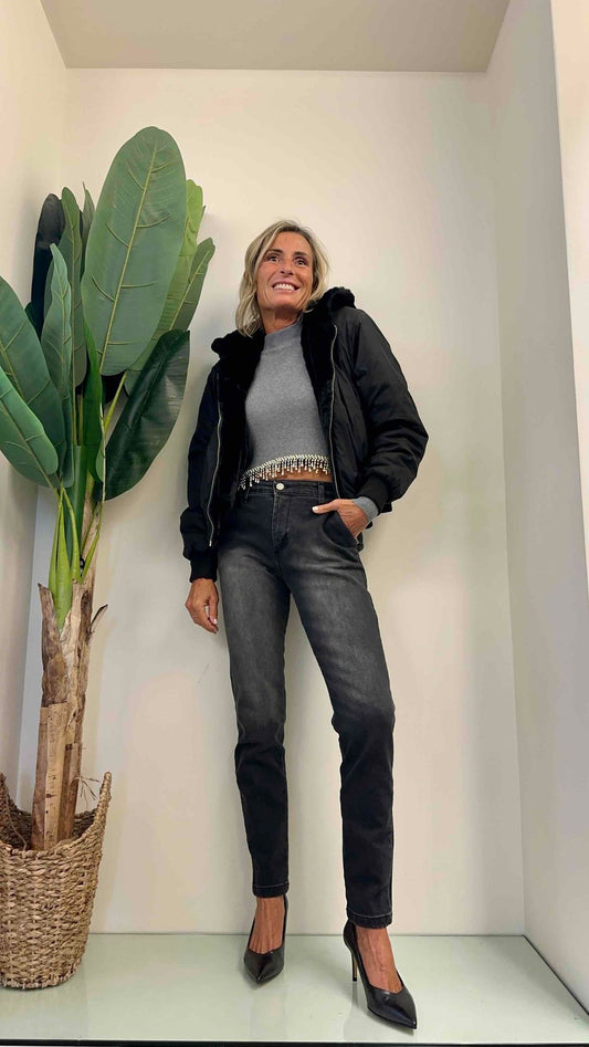 DAFNE - RE701P43 - BOMBER NYLON REVERSIBILE PELO