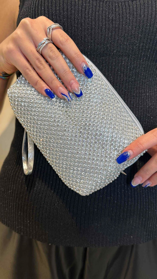 DAFNE - BUSCRIP10 - POCHETTE CRISTALLI CON TRACOLLA CATENA