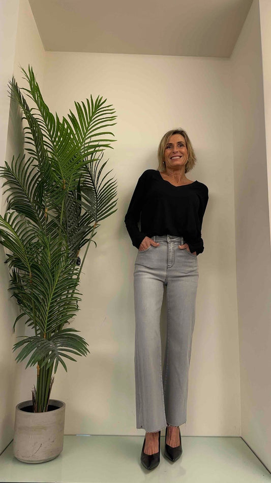 GIORGIA & JHONS - 60075SS24 - JEANS GAMBA DRITTA, GREY, VITA MEDIA, ORLO VIVO