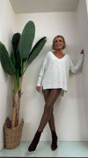 DAFNE - 3697P25 - MAGLIA VISCOSA SCOLLO A V CALATO, DOPPIA PERLA INCASTONATA