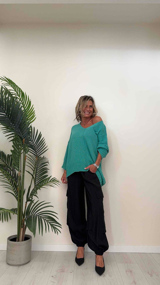 DAFNE - I5440P25 - MAGLIA COTONE GREZZO, ASIMMETRICA CON NERVATURA, FIT AMPIO