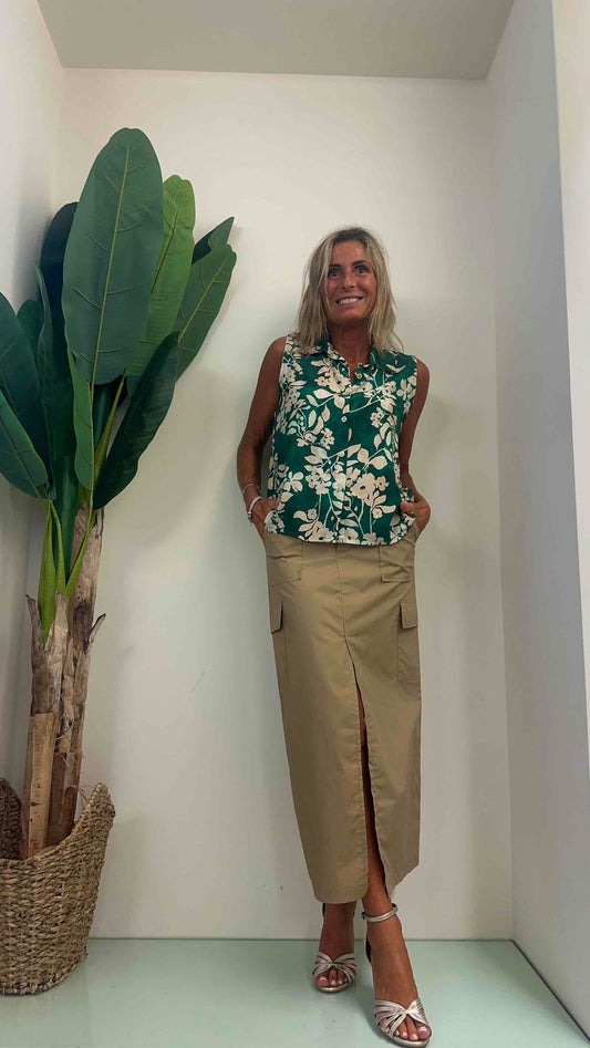DAFNE - 5217P24 - CAMICIA VISCOSA FANTASIA SMANICATA