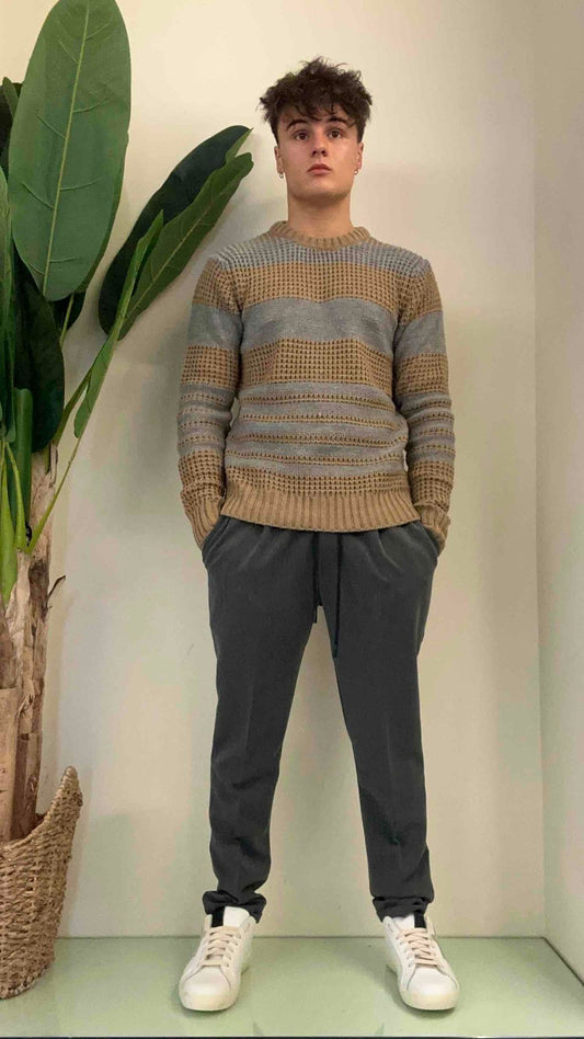 IMPERIAL - M63728GJ5 - PULLOVER MOTIVO RILIEVO RIGHE SFALSATE