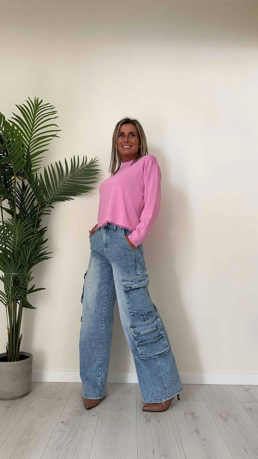 DAFNE - AL0698P26 - MAGLIA VISCOSA ORLO SFRANGIATINO