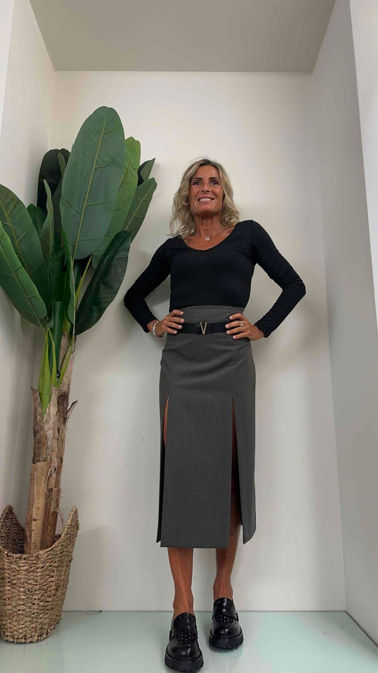 SUSYMIX - 51633 - MAGLIA VISCOSA CROP DOPPIO SCOLLO