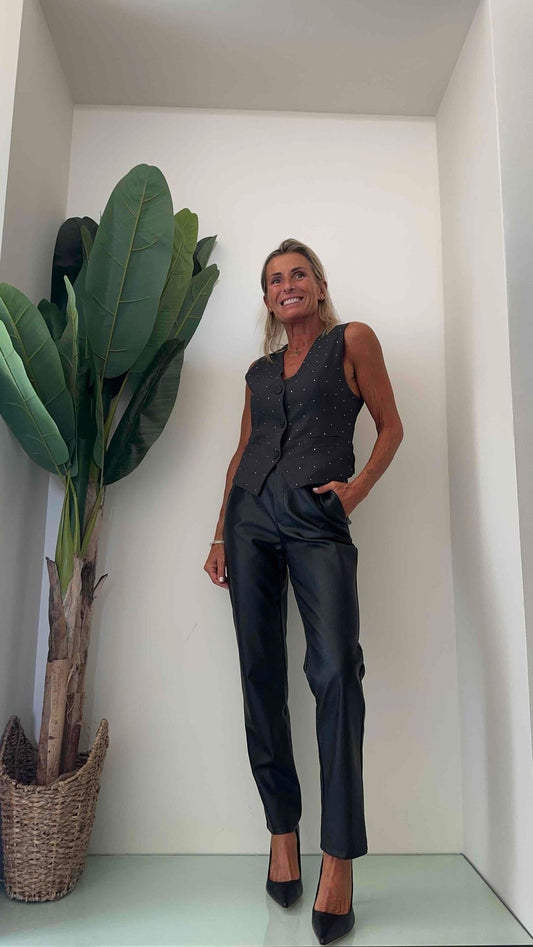 PLEASE - PESAHA4000 - PANTALONE CHINO SIMIL PELLE VISCOSA