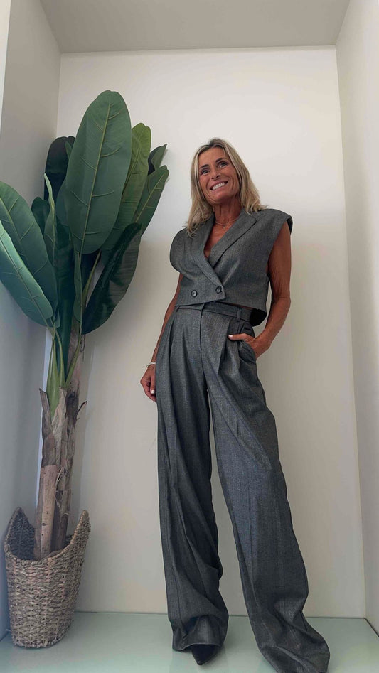 F3 - L796544 - GILET CROPPED GESSATO LAMINATO