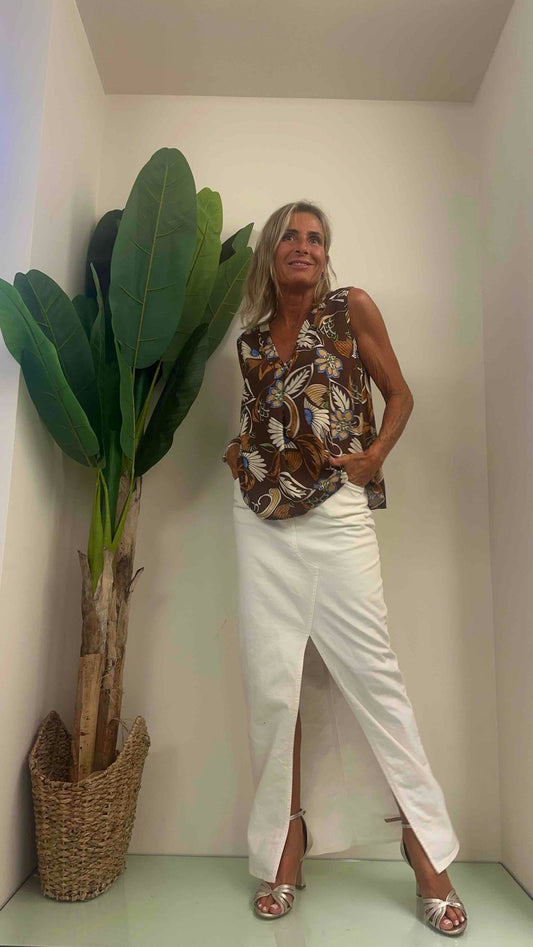 DAFNE - 445721p23 - blusa scollo a V fantasia