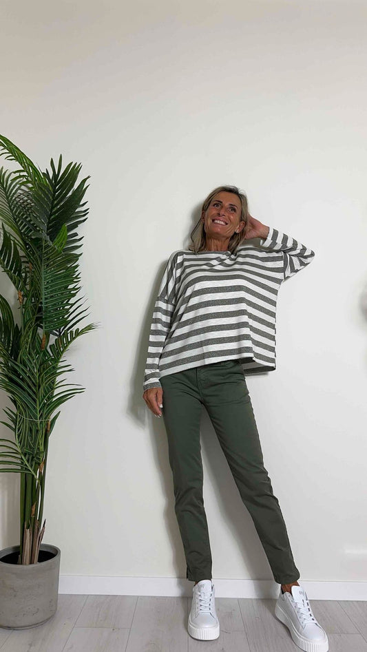 SUSYMIX - 10125 - T-SHIRT VISCOSA RIGATA FIT MORBIDO MANICA LUNGA