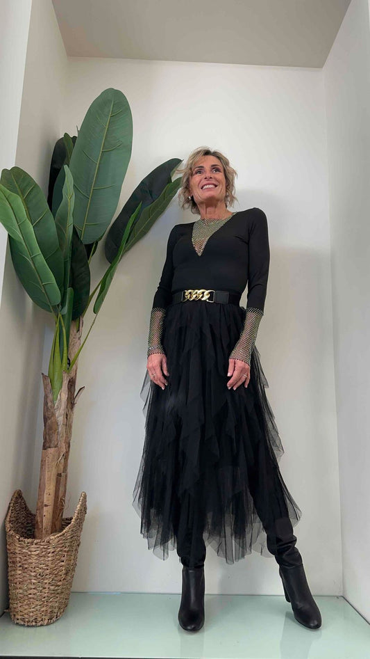 DAFNE - CINCATP8 - CINTURA ELASTICA CATENA GOLD, BOTTONI A PRESSIONE DIETRO