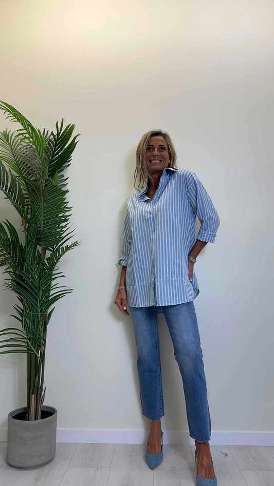 SUSYMIX - 2416CN - CAMICIA COTONE, RIGATA CON SPACCHI