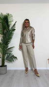 GIORGIA & JHONS - 60045SS24 - GIUBBINO ECO PELLE LAMINATO ORO