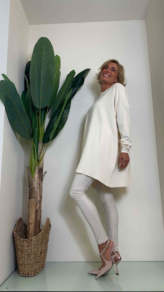 DAFNE - ZS9088P23 - MAGLIA OVER VISCOSA ORLO BACCHETTATO IN RILIEVO