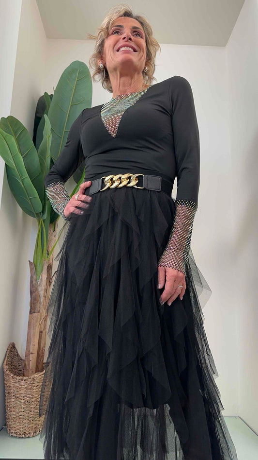 DAFNE - CINCATP8 - CINTURA ELASTICA CATENA GOLD, BOTTONI A PRESSIONE DIETRO