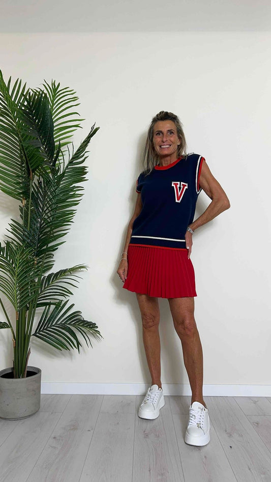 VICOLO - 77091B - PULL/GILET COLLEGE STYLE, 100%COTONE